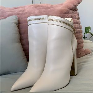 JustFab white & gold booties